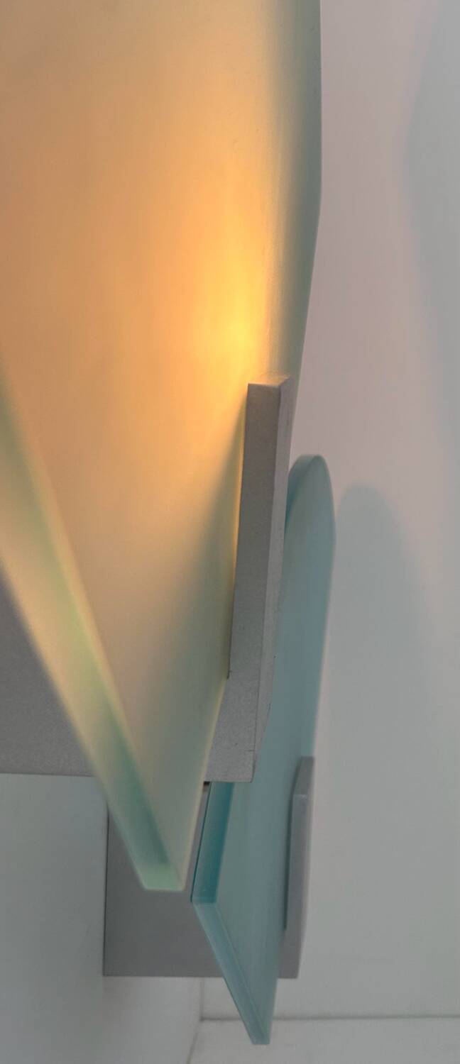 Pair of vintage sandblasted glass wall lights, Italy 1980s