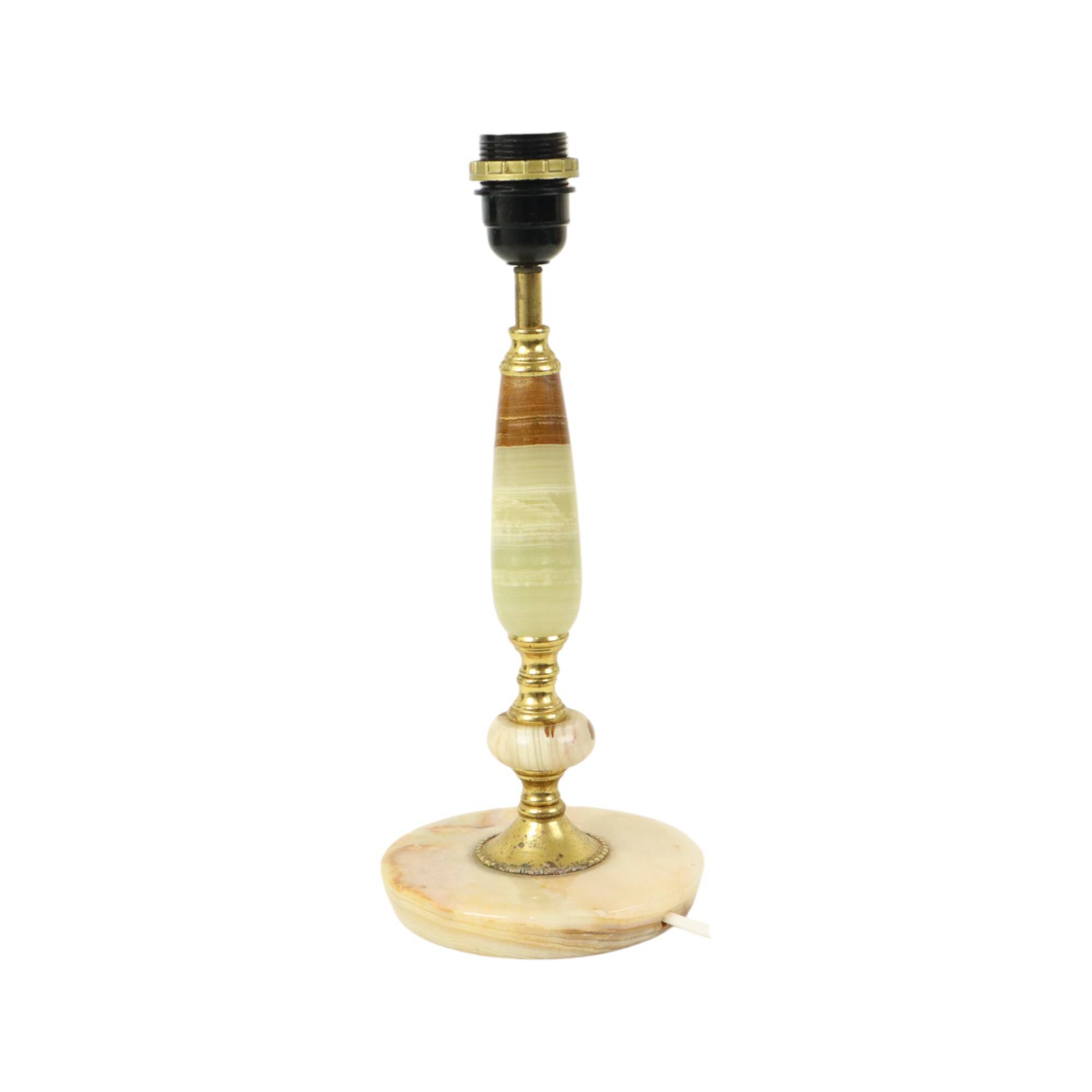 Pied de lampe classique en onyx, marbre et laiton, années 60