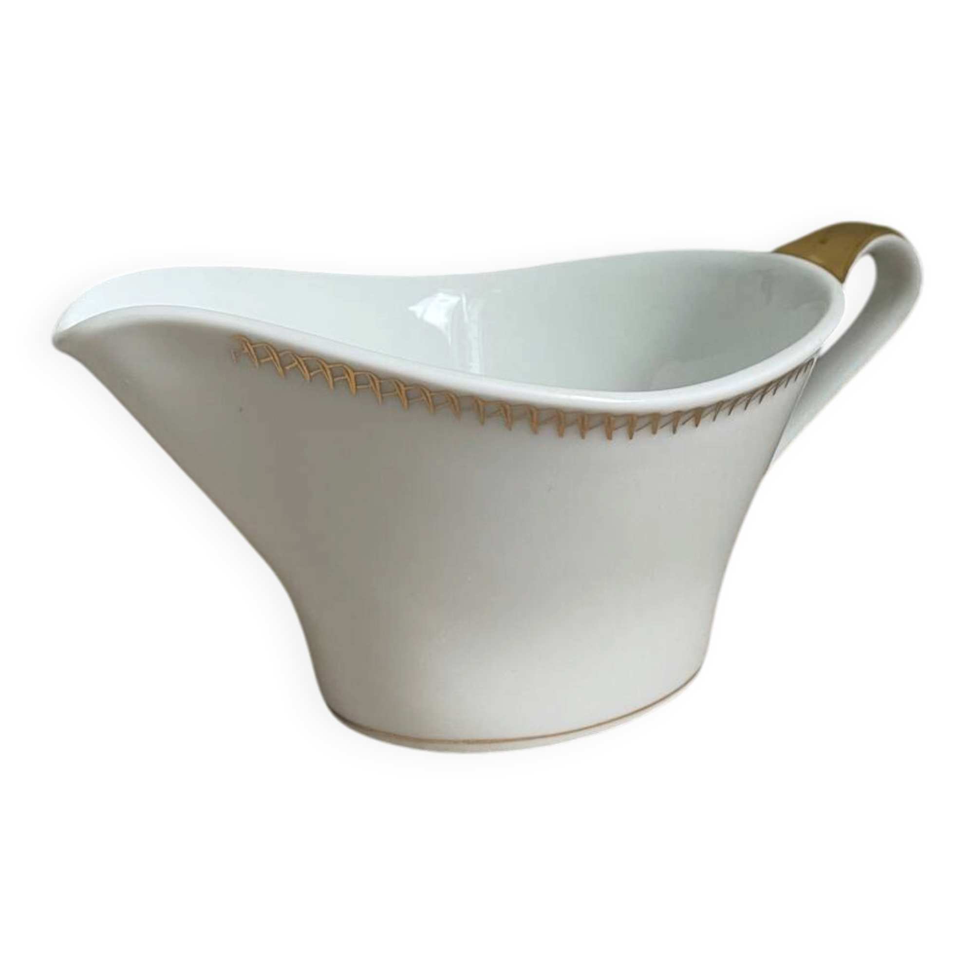 Limoges sauce boat, gilded porcelain – 1950s 60s – mid-century chic