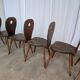 Set of 6 Vintage Brutalist Wooden Chair / Rustic Farmhouse Dining Chair