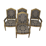 4 armchairs and a gilded wooden sofa Louis XVI style