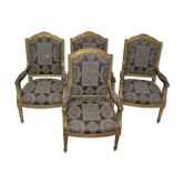 4 armchairs and a gilded wooden sofa Louis XVI style