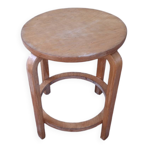 Tabouret en bois courbe vintage