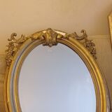 Antique large oval beveled mercury mirror
