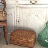 Vintage wicker suitcase
