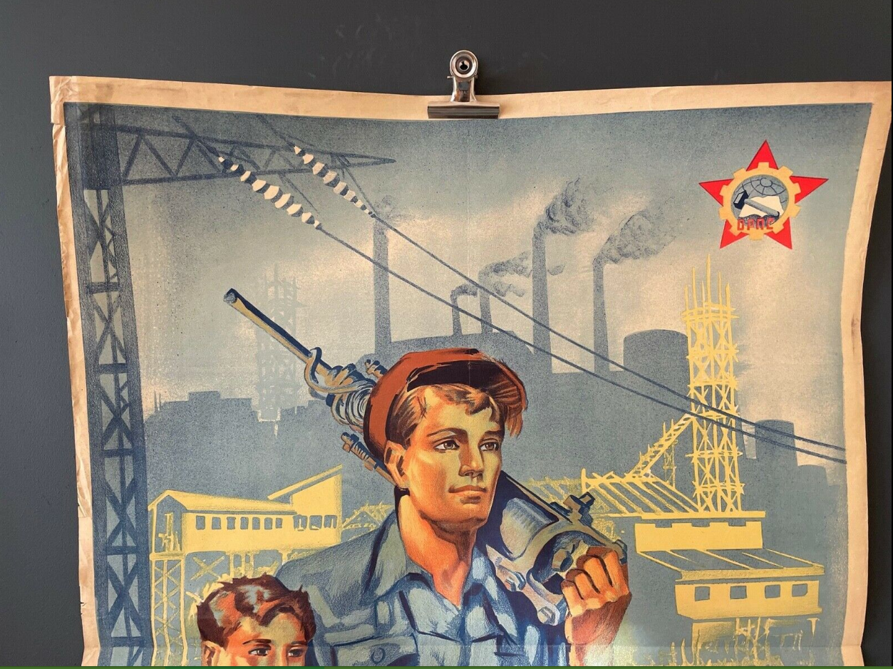 Poster Communist Propaganda Comrades Proletariat Lenin 1950