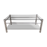 Yves Boutboul's vintage coffee table in tempered glass and chrome metal tubes from the 70s