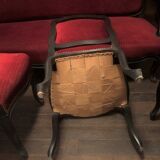 Salon Napoleon III 19 eme canapé 3 places et 4 chaises parfait etat bois noirci tissu rouge