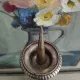 Old church candlestick in silver-plated metal