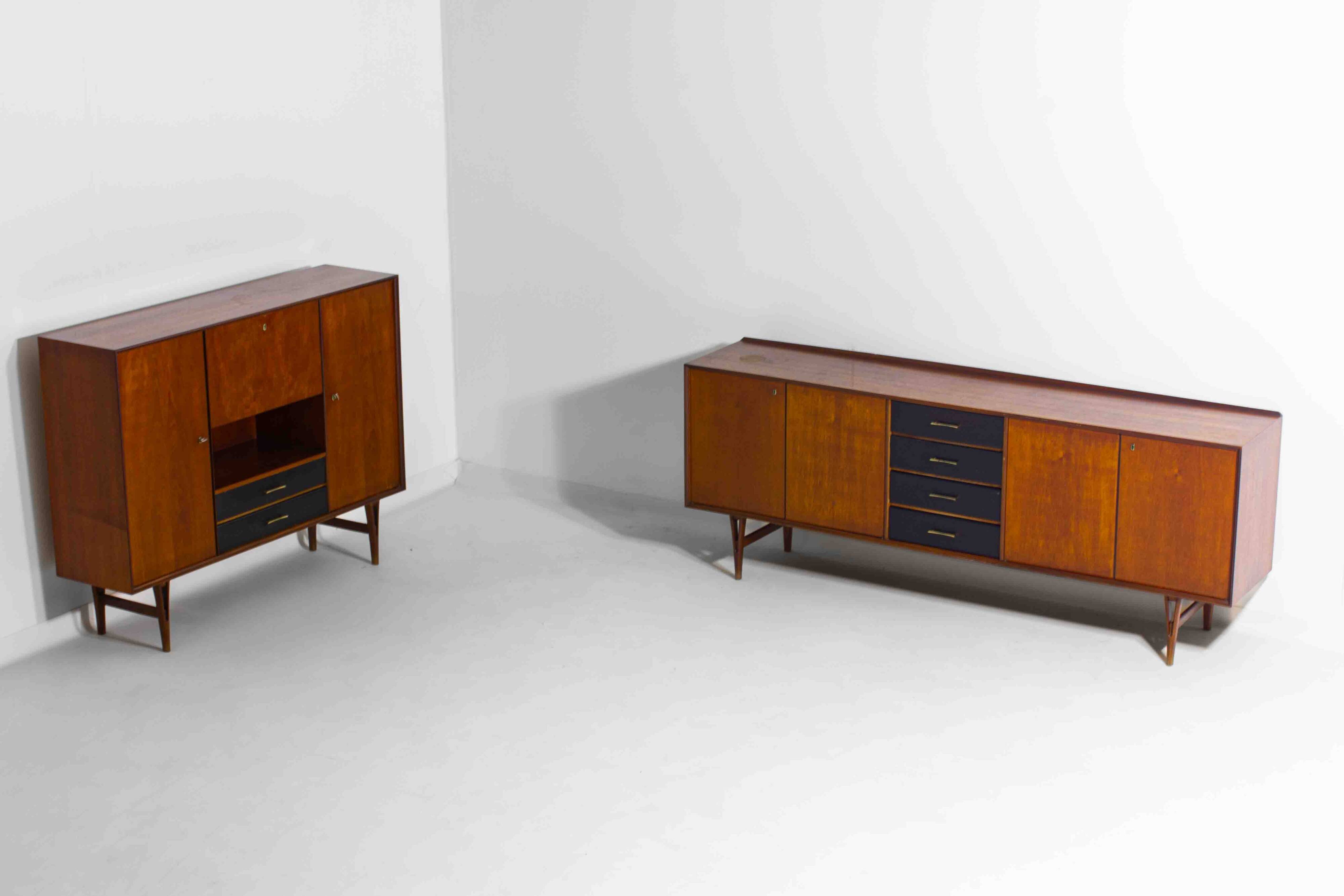 Minimalist sideboard in warm teak by Van Pelt, Belgium 1960s