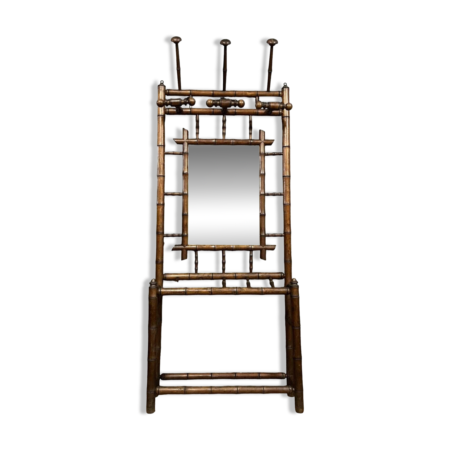 Coat rack with Chinese style bamboo umbrella stand circa 1880