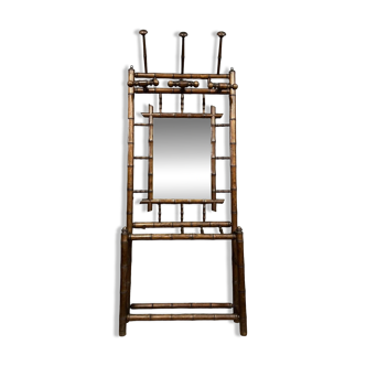 Coat rack with Chinese style bamboo umbrella stand circa 1880