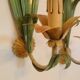 Floral single-arm wall lights, wall sconces, toleware, French vintage enamel.