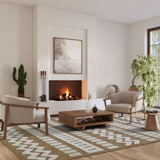 Contemporary geometric beige jute rug 120x160 cm