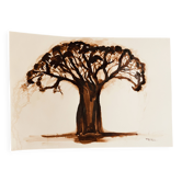 Signed monochrome watercolour painting of a baobab tree, South Africa.