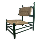 French straw rush low lounge chair in the style of Charles Dudouyt, 1950s