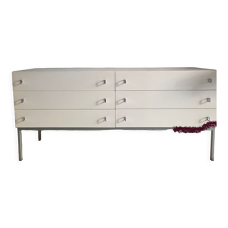 Vintage chest of drawers 1970 white 6 drawer