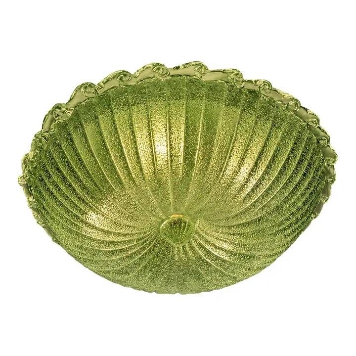 Green Murano Glass Italian Graniglia" Budino" Flush Mount in 70' Style