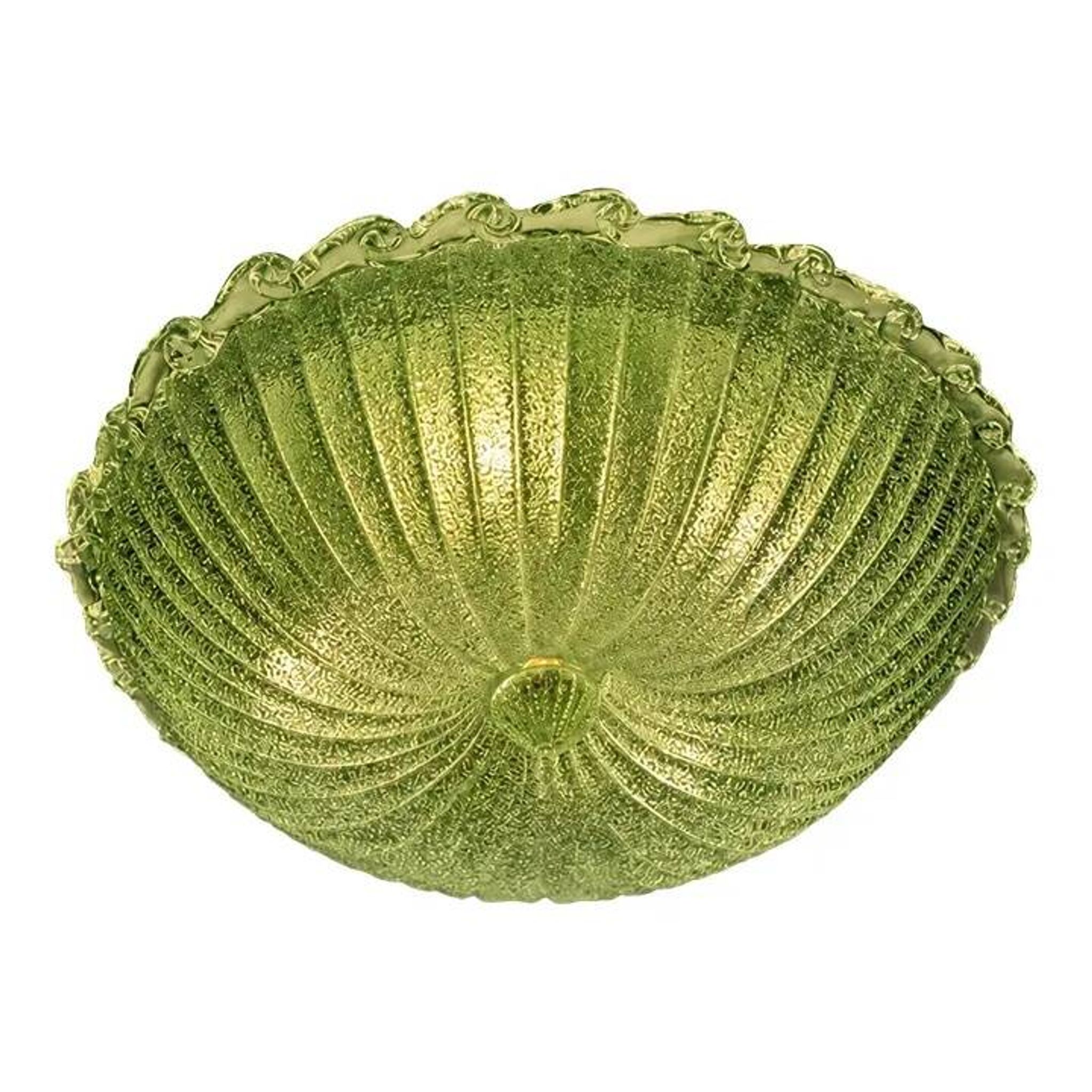 Green Murano Glass Italian Graniglia" Budino" Flush Mount in 70' Style