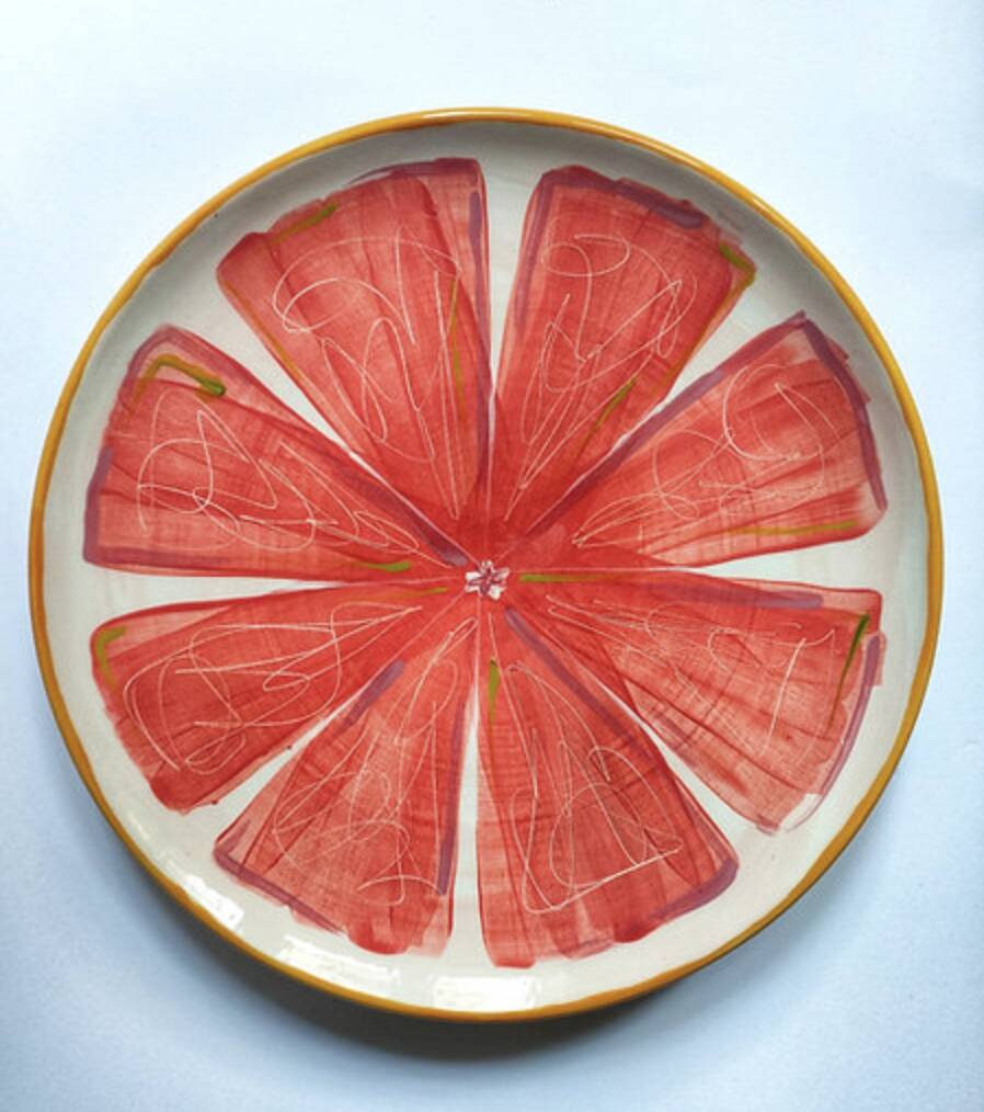 Pink grapefruit plate 20 cm