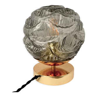 Lampe à poser vintage en verre ciselé électrifiée à neuf