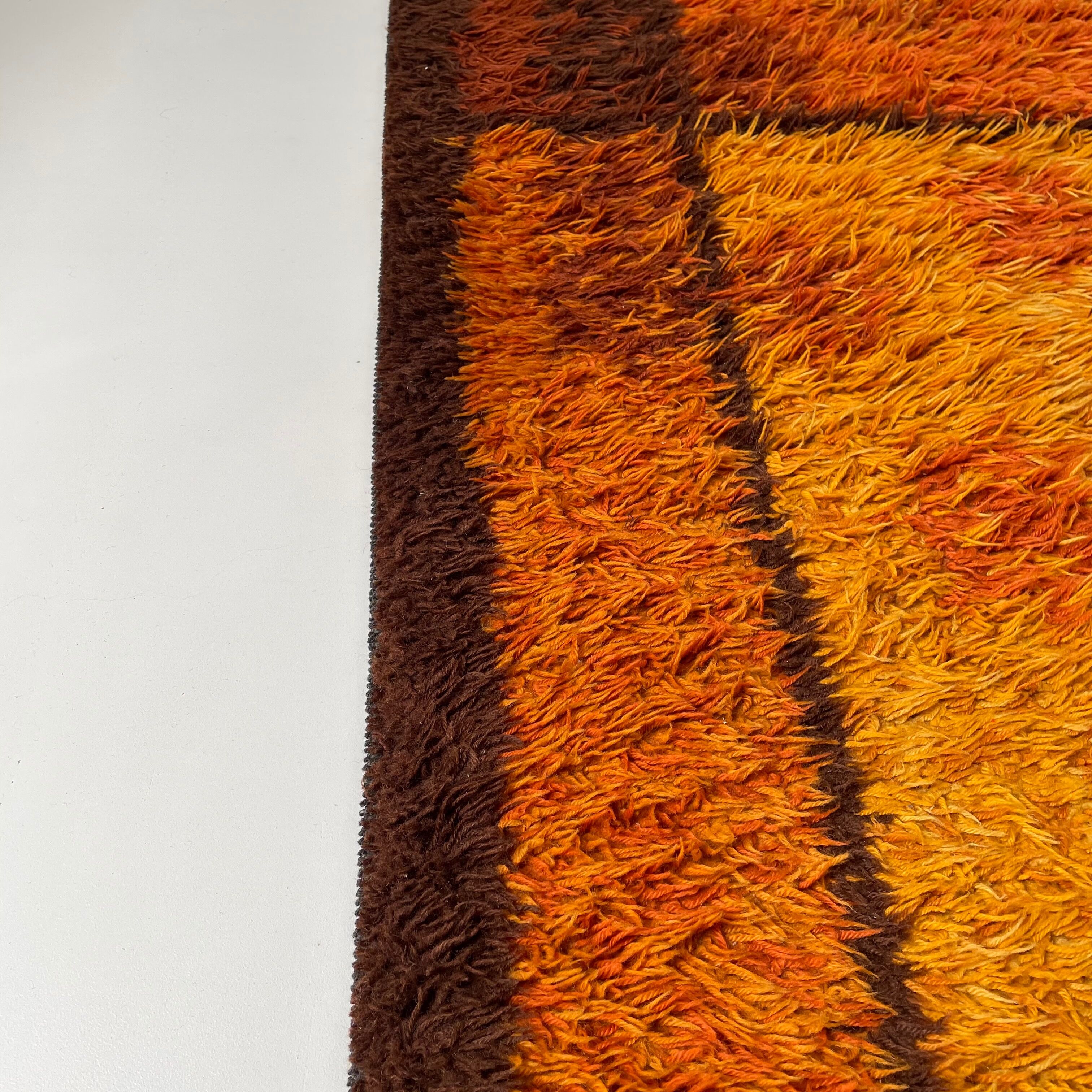 Original Scandinavian Square Pattern Rya Rug by Ege Taepper, 1960s, Denmark 96x161cm