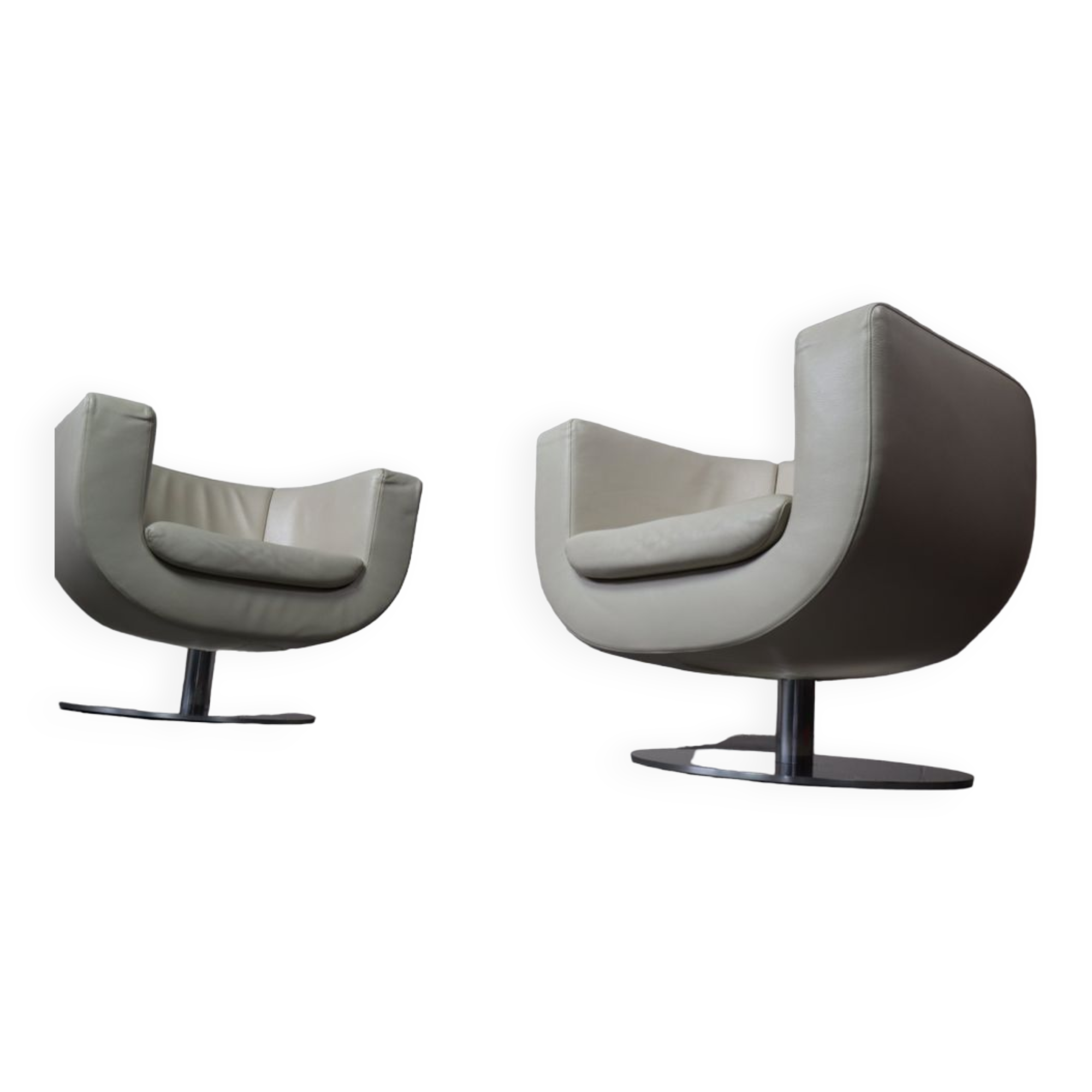 Fauteuils en cuir B&B Italia « Tulip » conçus par Jeffrey Bernett en 2000