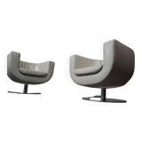 Fauteuils en cuir B&B Italia « Tulip » conçus par Jeffrey Bernett en 2000