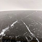 Tulip table white base and black marble marked by Saarinen edition knoll international