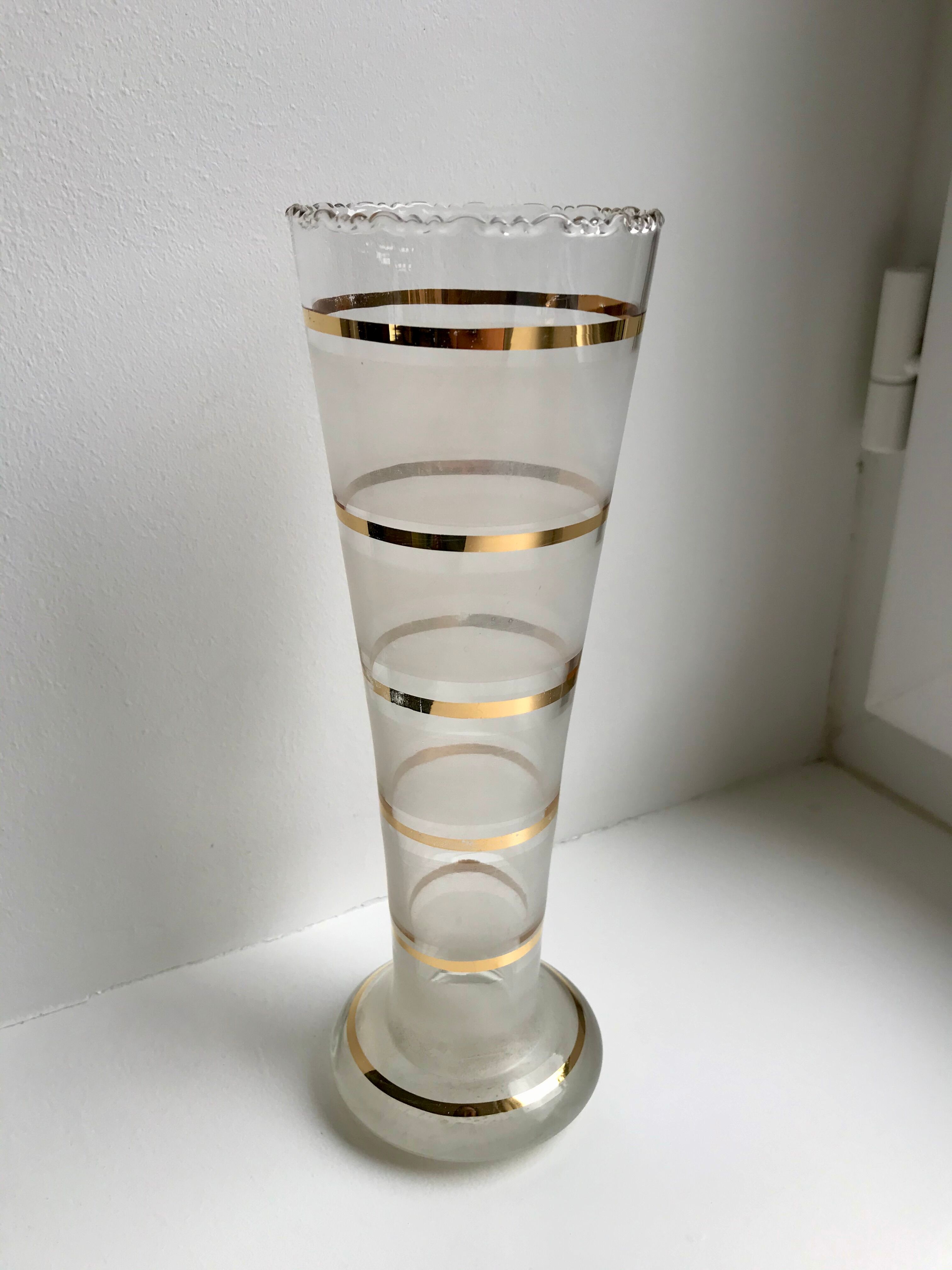 Serrated vase with gilded edging 60s