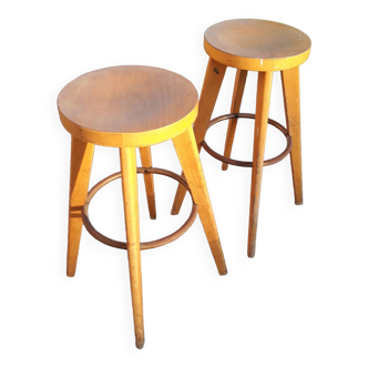 Two vintage stella stools 50s compass feet