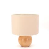 Wooden ball lamp, beige lampshade, 1970s