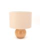 Wooden ball lamp, beige lampshade, 1970s