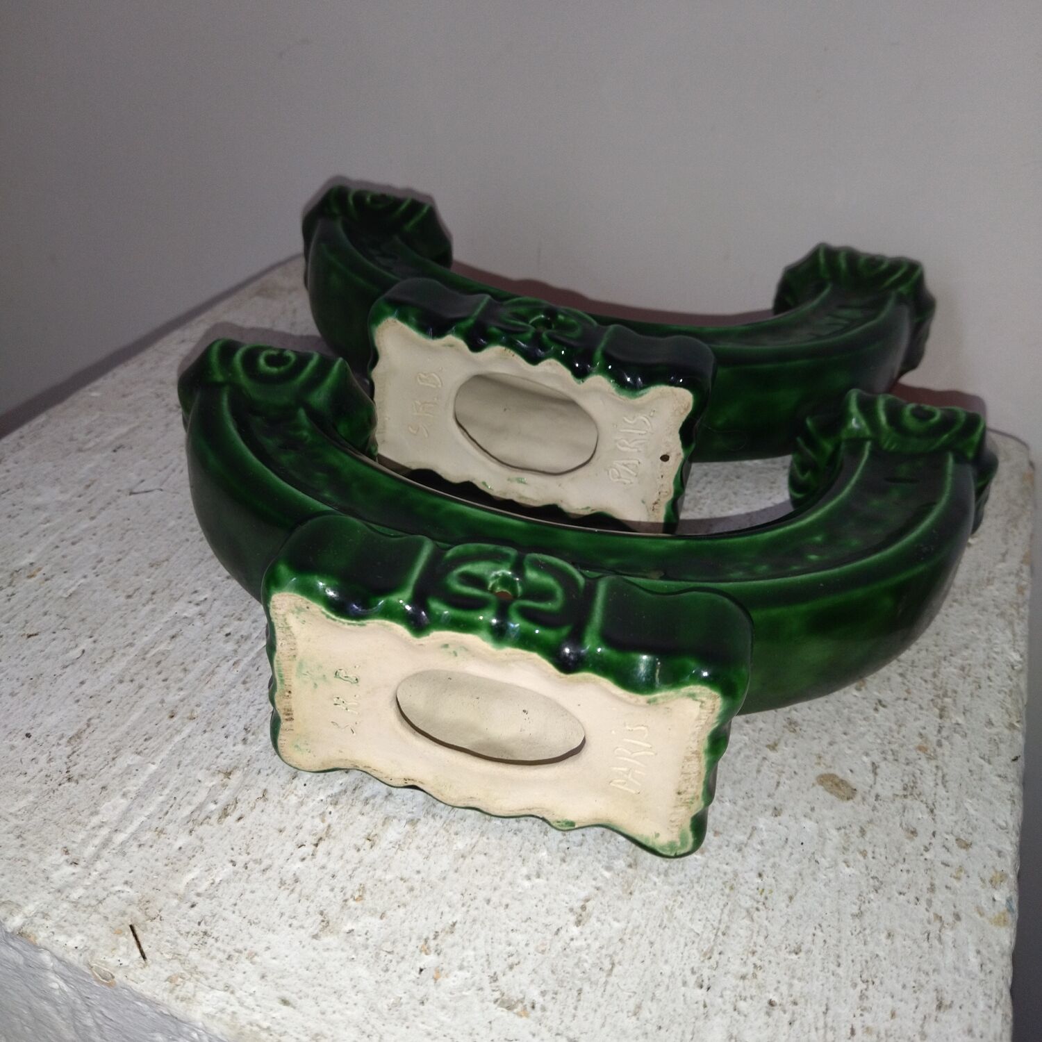 Pair of ceramic candle holders 40s Bonome