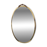 Grand miroir biseauté ancien laiton