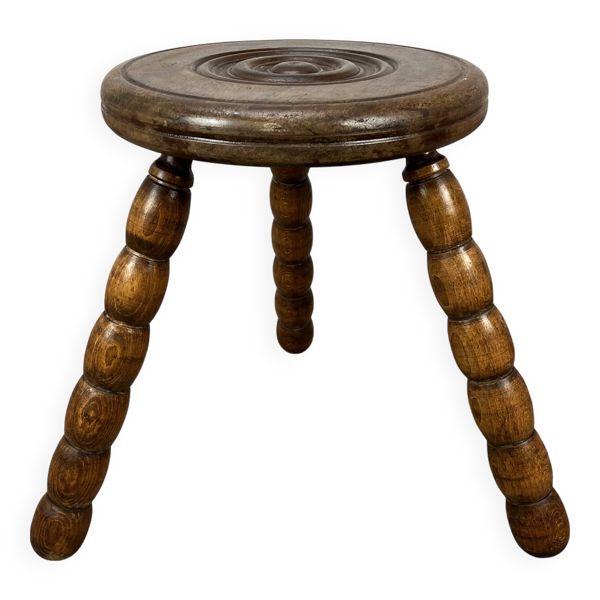 Tabouret tripode brutaliste dans le goût de Dudouyt