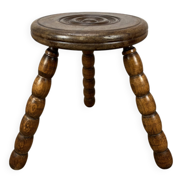 Tabouret tripode brutaliste dans le goût de Dudouyt