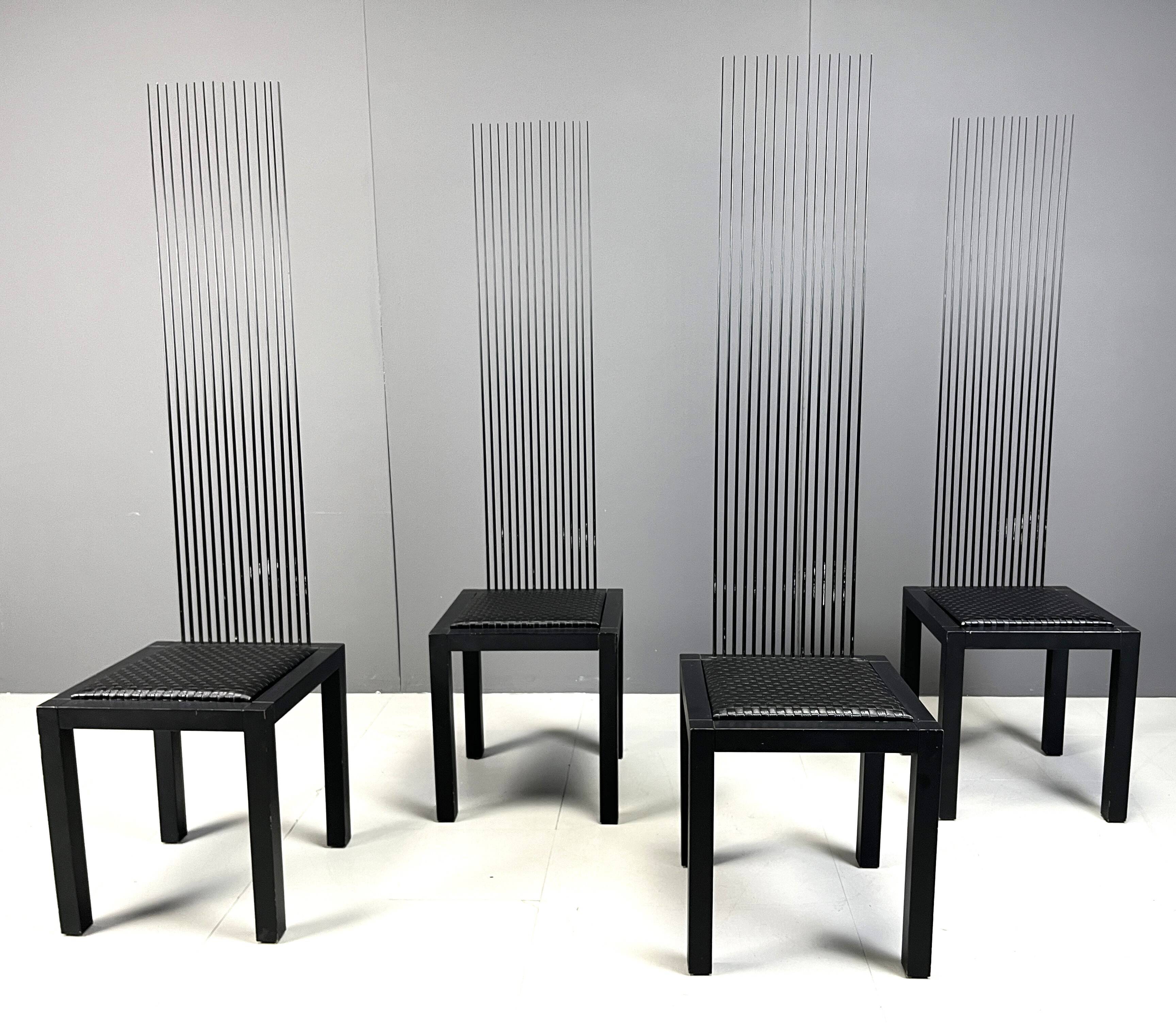 Vintage high back dining chairs, 1980s