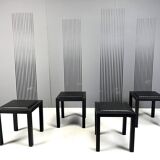 Chaises de salle à manger vintage à haut dossier, 1980