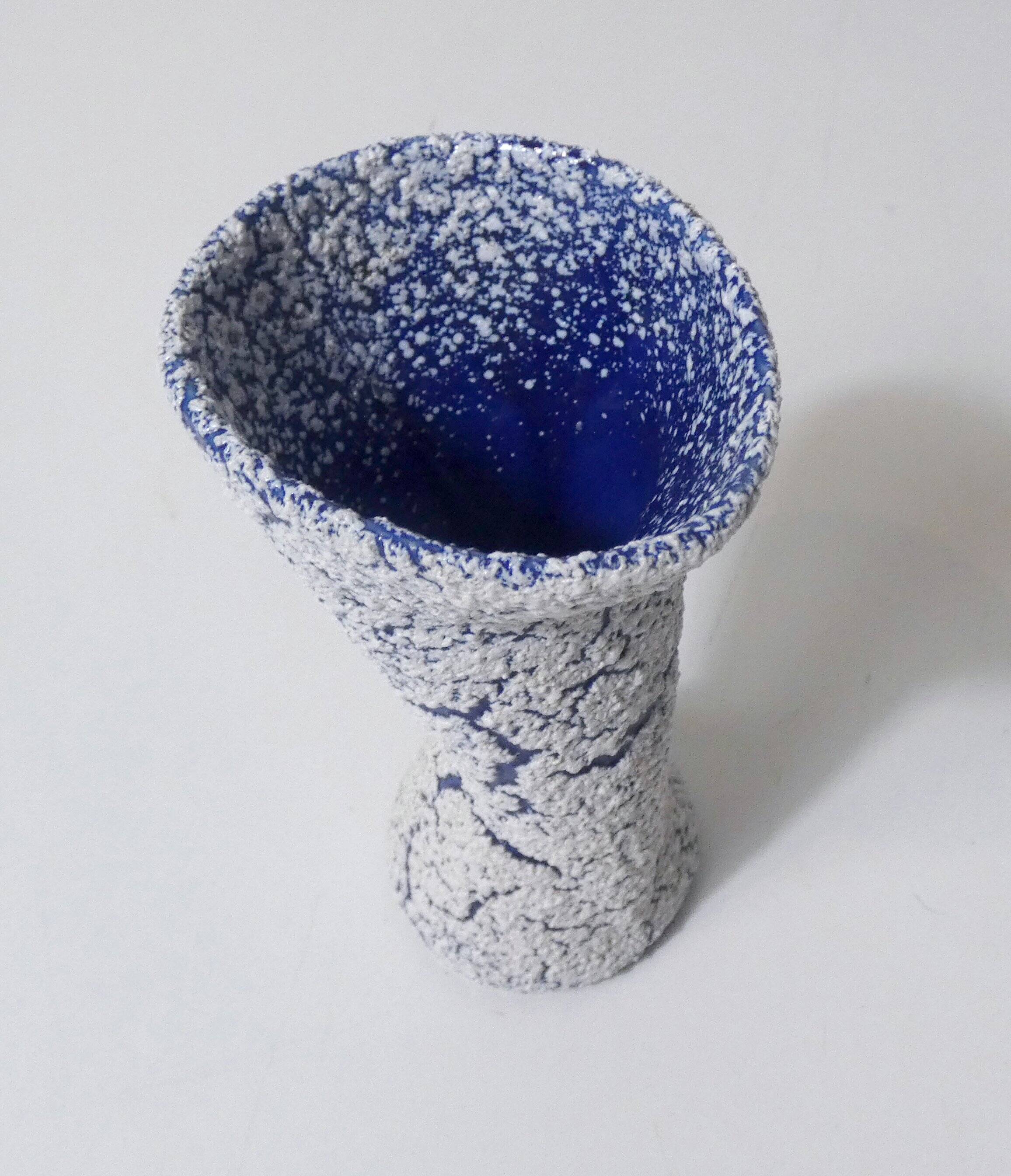 Vintage asymmetrical diabolo vase in snow stoneware