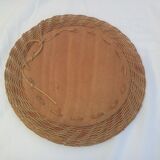 60's wicker round mirror