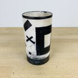 Scroll vase geometric decor, raku