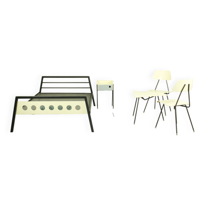 Rob Parry et Emile Truijen Lit, chaise et table de chevet pour la série Dico « Kamer 56 », années 1950