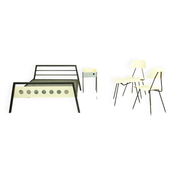 Rob Parry and Emile Truijen Bed, Chair and Nightstand for Dico series "Kamer 56", 1950s