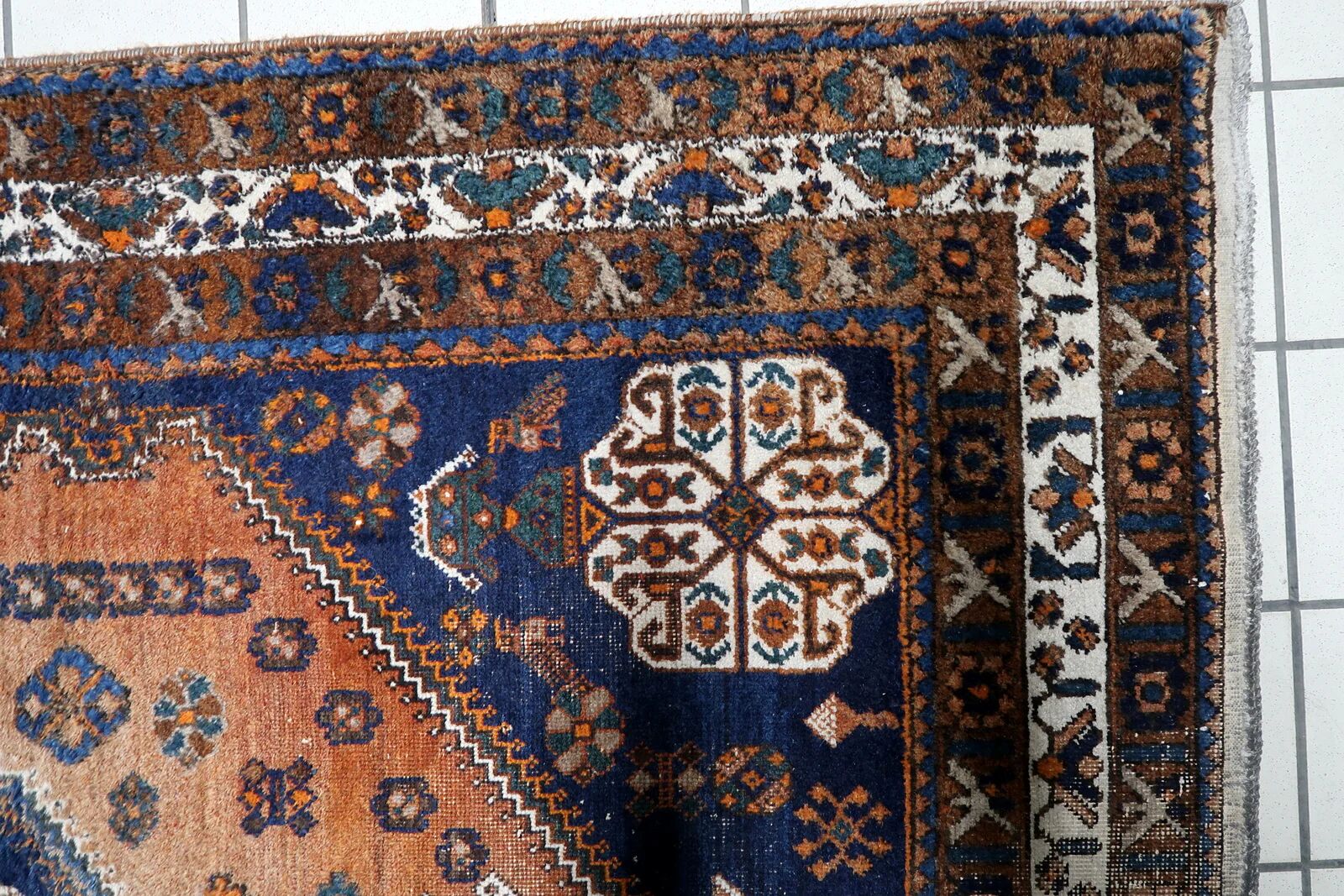 Antique Shiraz Gashkai handmade rug 155 x 207 cm 1920s
