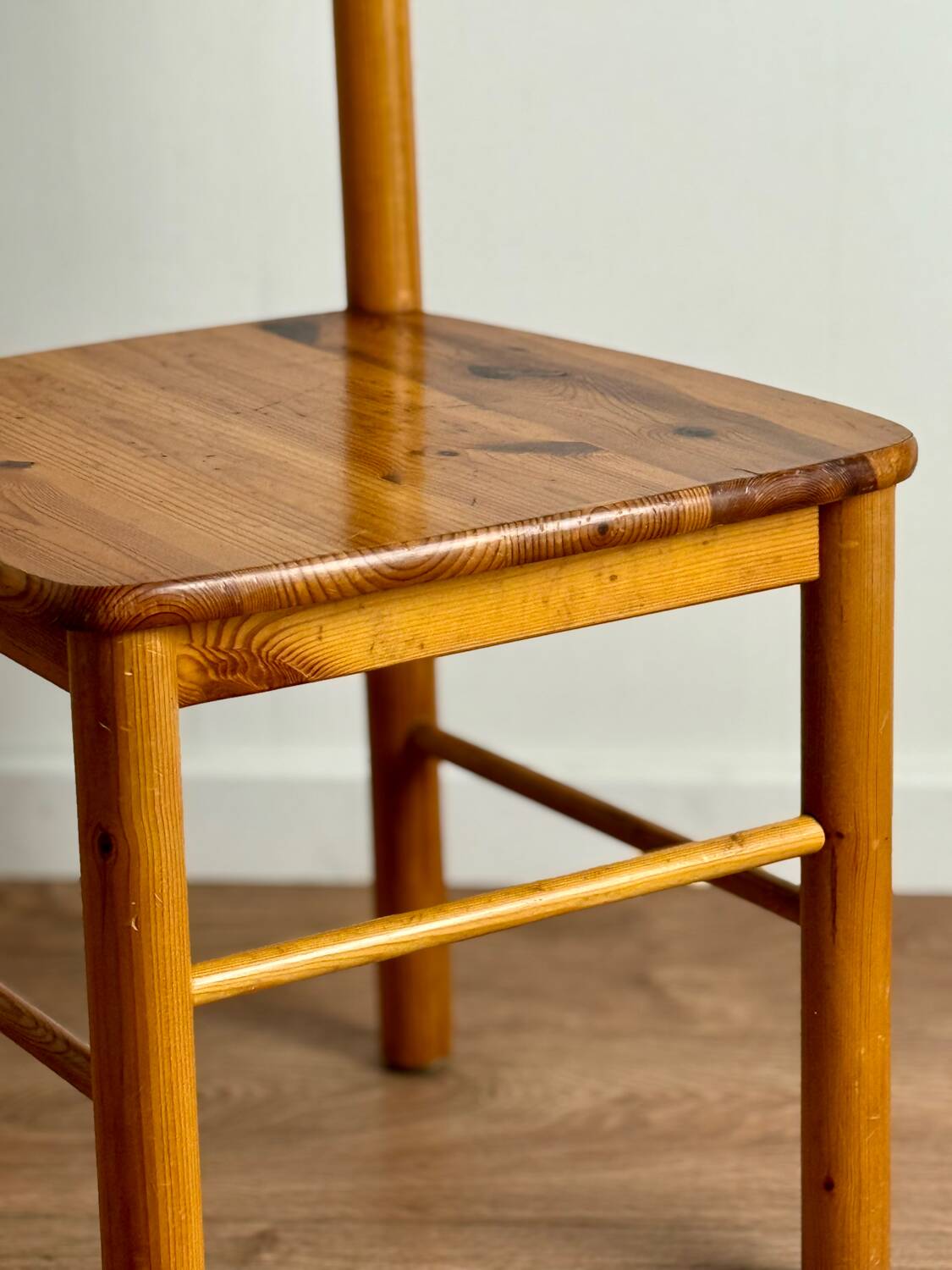 Pair of solid pine chairs, rustic chic feel