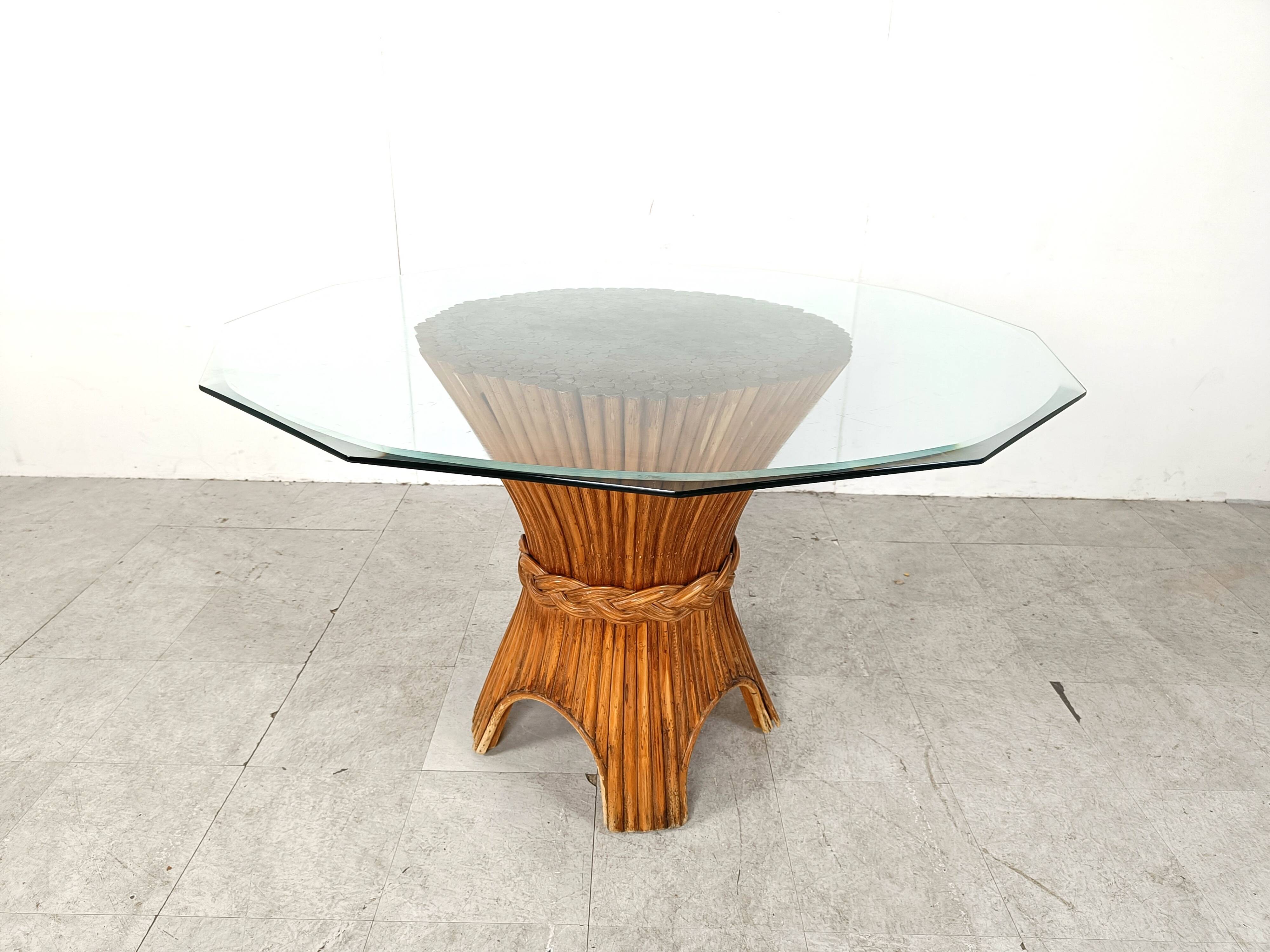Vintage bamboo dining table, 1970s