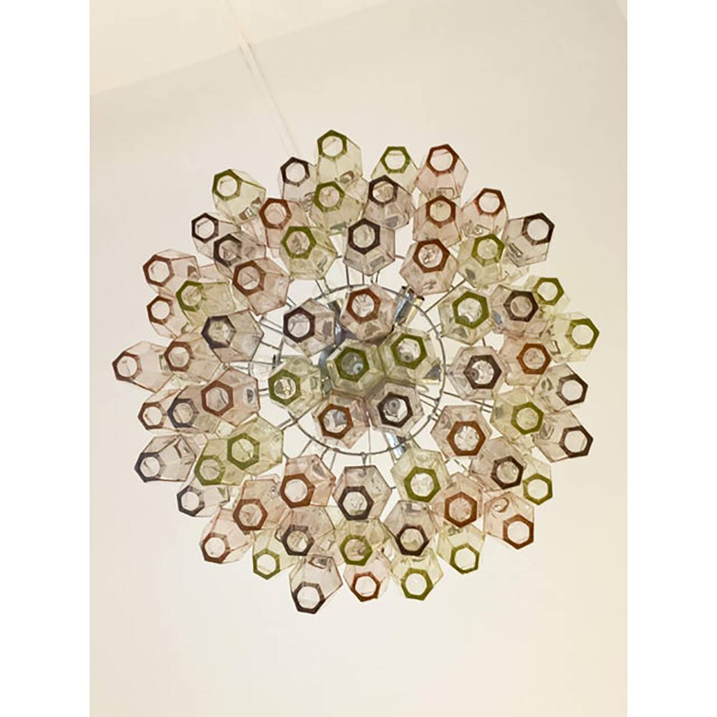 Contemporary “Poliedri” Murano Glass Chandelier