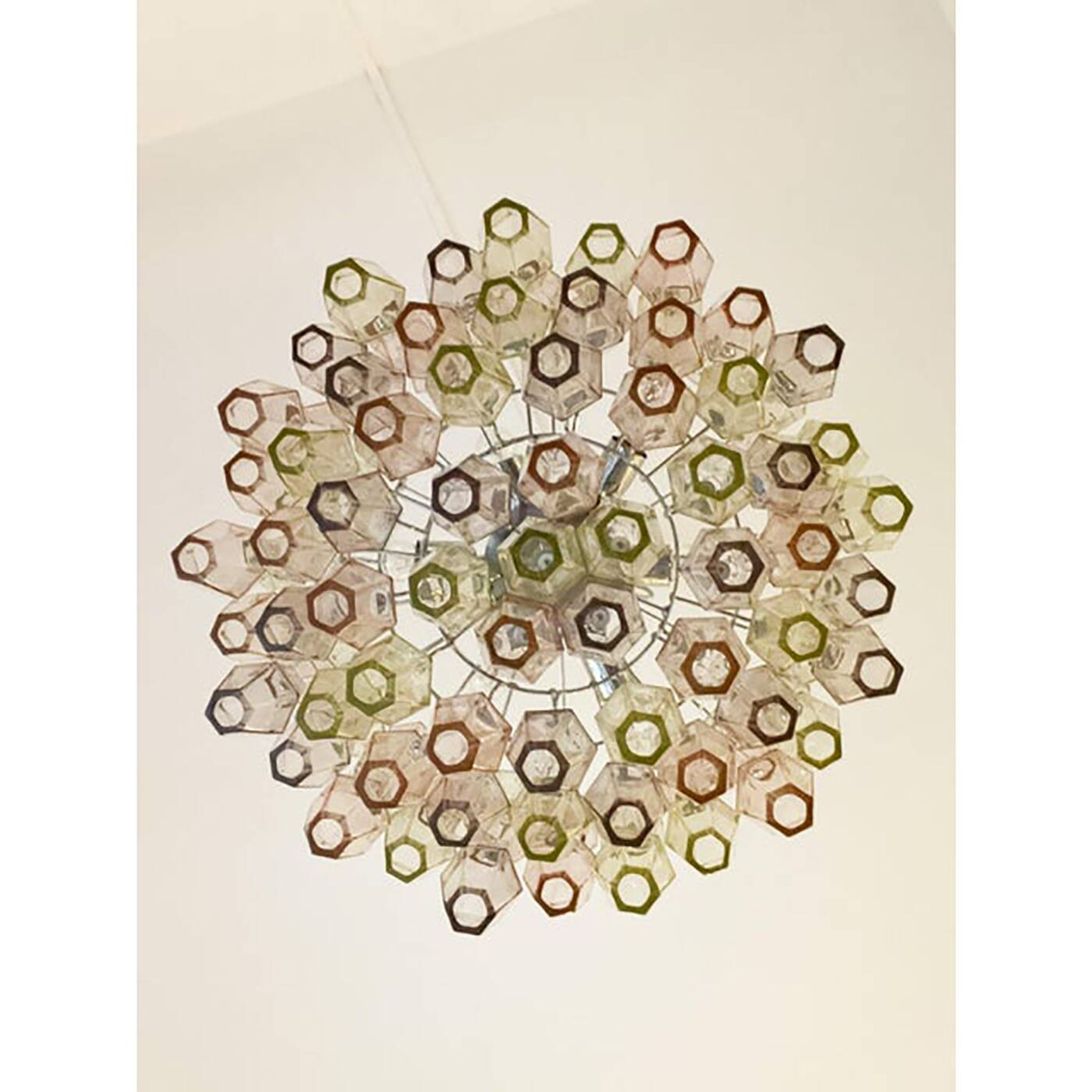 Lustre contemporain en verre de Murano "Poliedri