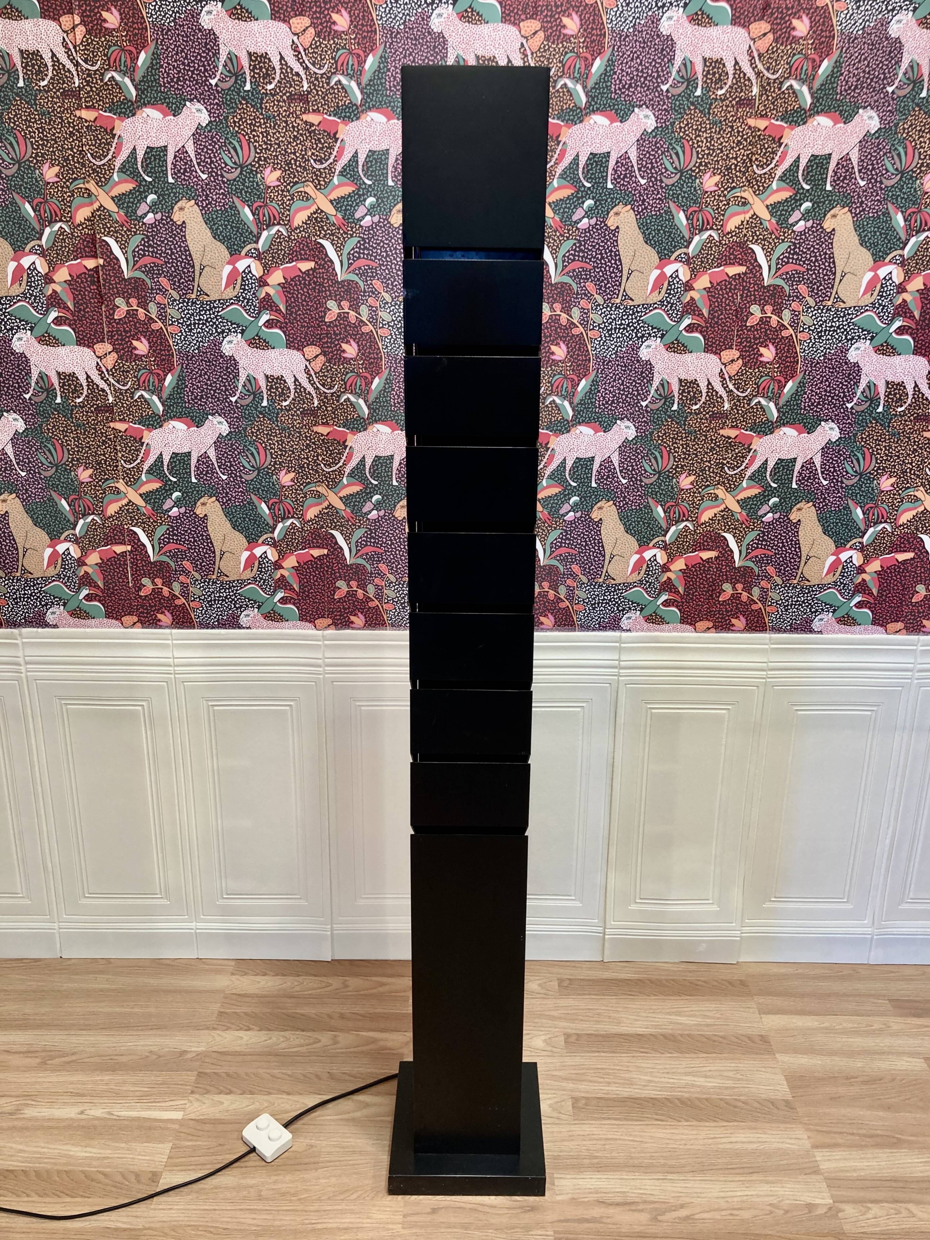 Black steel designer floor lamp 195 CM.